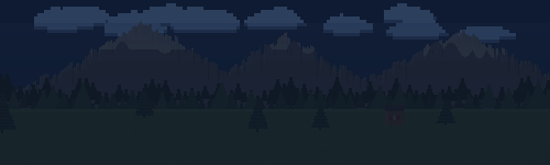 alpine ground scene, night