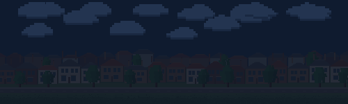 suburb ground scene, night