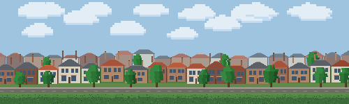 suburb ground scene, day
