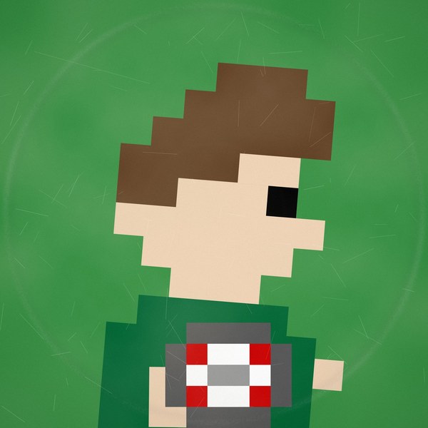 Album cover: the Pixel Rugby fly-half on a worn green sleeve